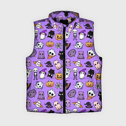 Женский жилет Кавайный хэллоуин - призраки и черепа на сиреневом
