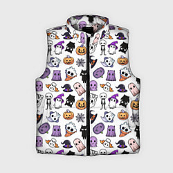 Женский жилет Кавайный хэллоуин - призраки и черепа на белом фон, цвет: 3D-светло-серый