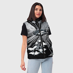 Женский жилет Серебряная абстрактная фигура на черном фоне, цвет: 3D-черный — фото 2