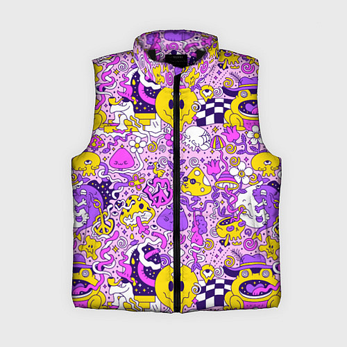 Женский жилет Психоделические существа триппи смайлики / 3D-Черный – фото 1