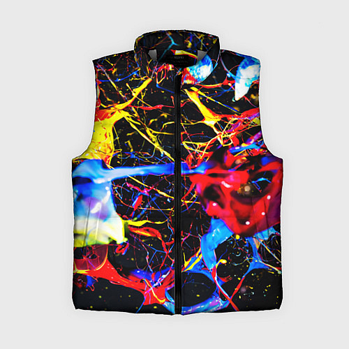 Женский жилет Неоновые брызги красок / 3D-Светло-серый – фото 1