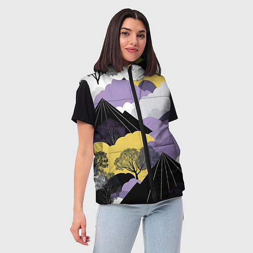 Женский жилет Япония горы / 3D-Светло-серый – фото 3