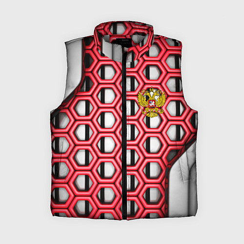 Женский жилет Россия герб сетка метала / 3D-Светло-серый – фото 1