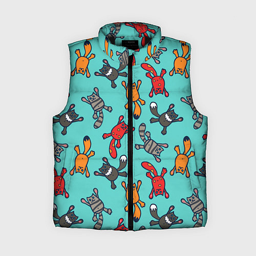 Женский жилет Цветные котики паттерн / 3D-Черный – фото 1