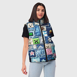 Женский жилет Minecraft на пэчворк джинсах, цвет: 3D-черный — фото 2