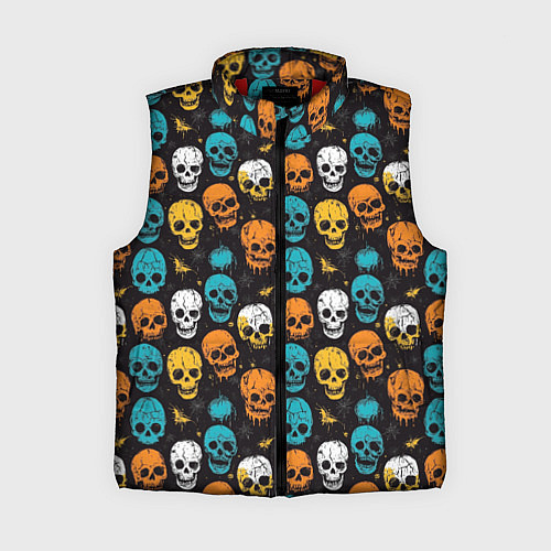 Женский жилет Паттерн с черепами - грифика / 3D-Красный – фото 1