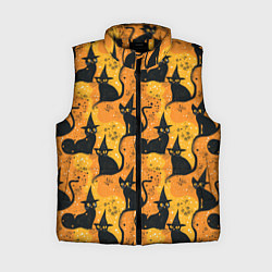 Женский жилет Кошки в шляпах - паттерн, цвет: 3D-черный