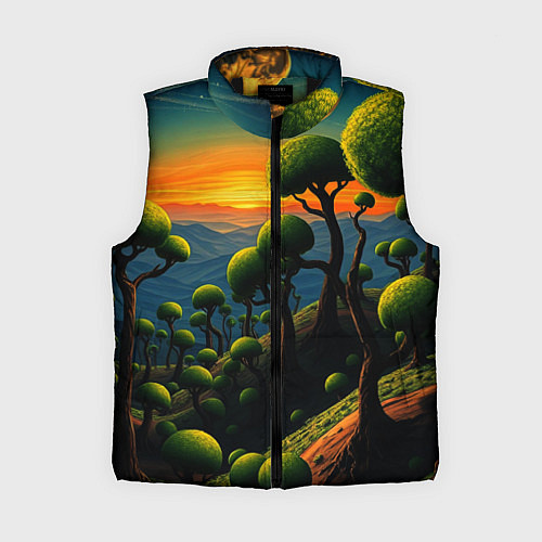 Женский жилет Лес из зеленых инопланетных деревьев в стиле Сальв / 3D-Черный – фото 1