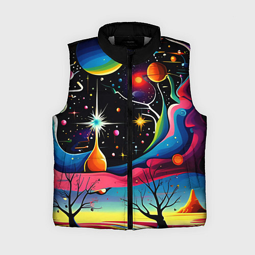 Женский жилет Необычная планета и космос в стиле Сальвадор Дали / 3D-Светло-серый – фото 1