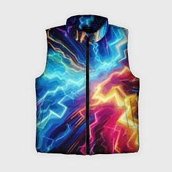 Женский жилет Разряд неоновых молний - нейроарт, цвет: 3D-черный