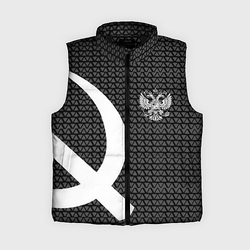 Женский жилет Герб РФ паттерн стиль ссср / 3D-Черный – фото 1