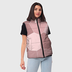 Женский жилет Пыльно-розовый крупная мозаика, цвет: 3D-черный — фото 2