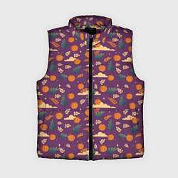 Женский жилет Маленькие тыквы на фиолетовом фоне