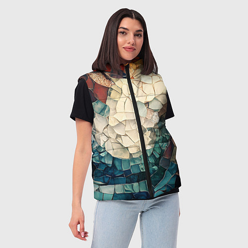 Женский жилет Мозаика в виде плитки / 3D-Красный – фото 3