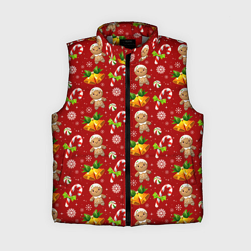 Женский жилет Новогодний паттерн пряня / 3D-Светло-серый – фото 1