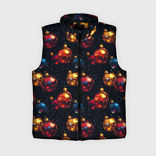Женский жилет Новогодние шары паттерн / 3D-Черный – фото 1