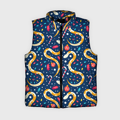 Женский жилет Новогодний паттерн символ года 2025 / 3D-Черный – фото 1