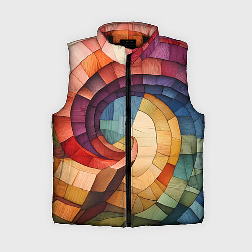 Женский жилет Разноцветная мозаика в виде спирали / 3D-Черный – фото 1