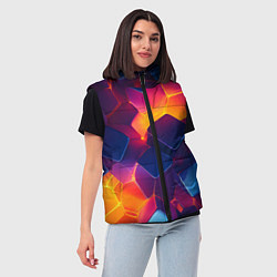 Женский жилет Неоновая геометрическая текстура, цвет: 3D-красный — фото 2