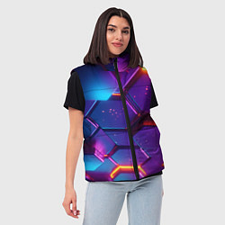 Женский жилет Трехмерные соты с эффектом неона, цвет: 3D-черный — фото 2