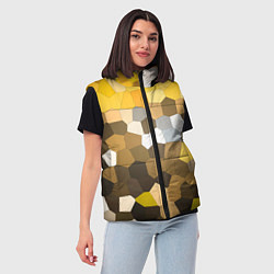 Женский жилет Желто белая мозаика, цвет: 3D-черный — фото 2