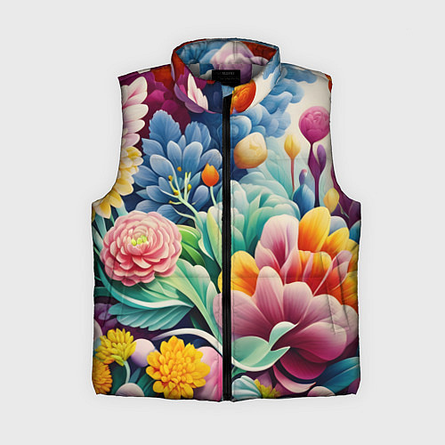Женский жилет Объемные цветы лето / 3D-Светло-серый – фото 1