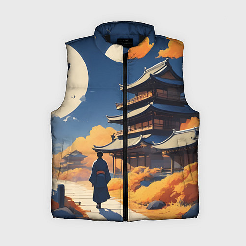 Женский жилет Азия ночь луна / 3D-Черный – фото 1