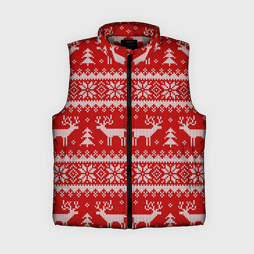 Женский жилет Вязаный зимний узор с оленями / 3D-Светло-серый – фото 1