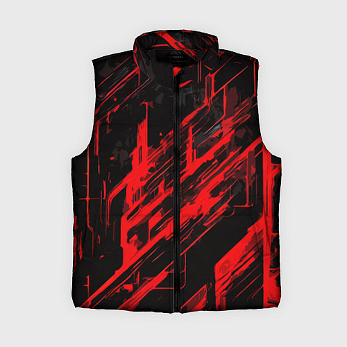 Женский жилет Red stripes on a black background / 3D-Черный – фото 1