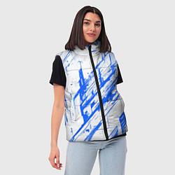 Женский жилет Синие полосы на белом фоне, цвет: 3D-черный — фото 2