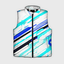 Женский жилет Чёрно-сине-голубые полосы на белом фоне