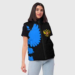 Женский жилет Герб РФ синий, цвет: 3D-черный — фото 2