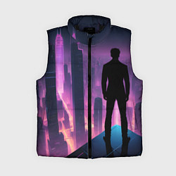 Женский жилет Человек смотрящий на ночной мегаполис