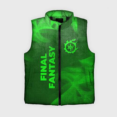 Женский жилет Final Fantasy - green gradient вертикально / 3D-Черный – фото 1