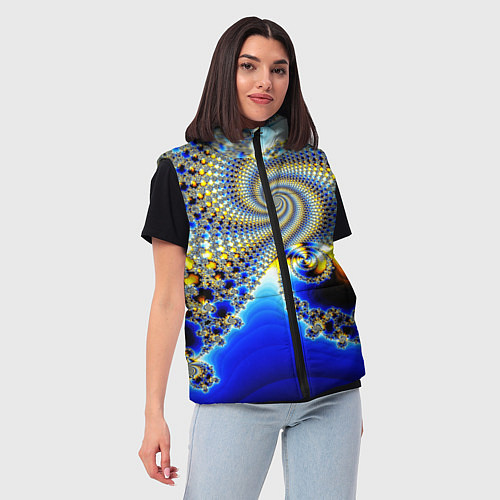 Женский жилет Фрактальный психоделики узор / 3D-Красный – фото 3