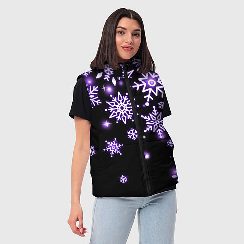 Женский жилет Снежинки в неоне / 3D-Красный – фото 3