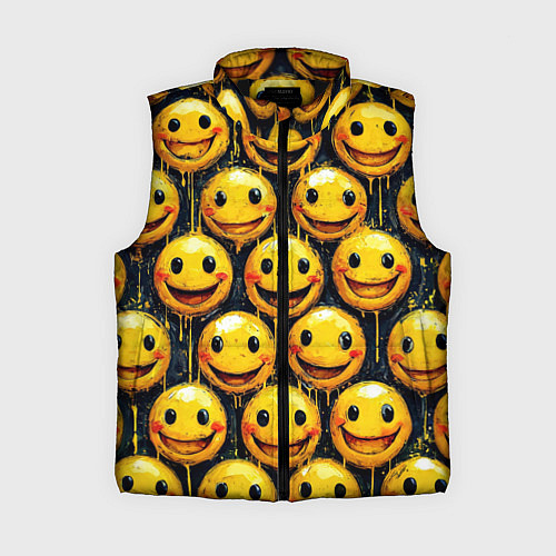 Женский жилет Смайлы краской с потеками / 3D-Черный – фото 1