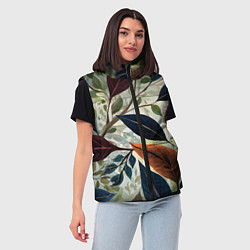 Женский жилет Листья искусство, цвет: 3D-черный — фото 2