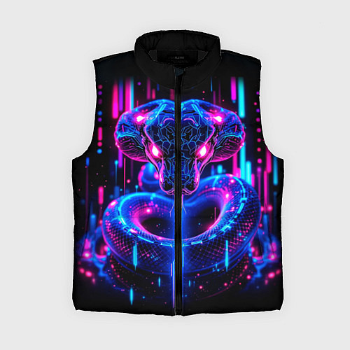 Женский жилет Cyberpunk неоновая синяя змея / 3D-Черный – фото 1