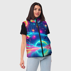 Женский жилет Неоновый космос - нейроарт фантазия, цвет: 3D-красный — фото 2