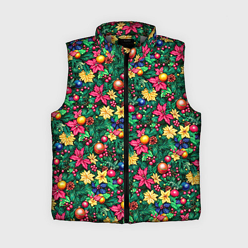 Женский жилет Ёлочные шары и остролистный падуб / 3D-Светло-серый – фото 1