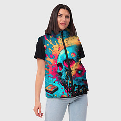 Женский жилет Абстракция с черепом - нейроарт, цвет: 3D-светло-серый — фото 2