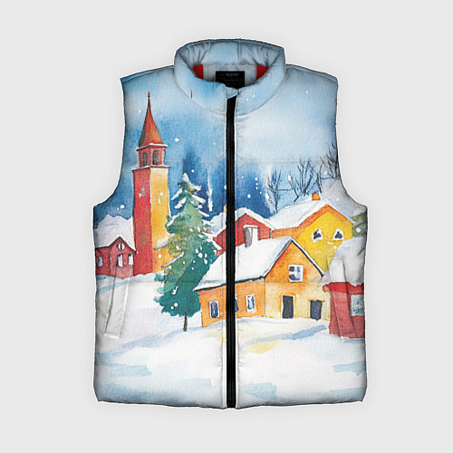 Женский жилет Новогодний праздничный город / 3D-Красный – фото 1