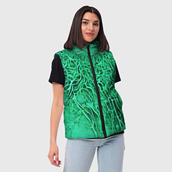 Женский жилет Зелёный симбионт абстракция, цвет: 3D-красный — фото 2