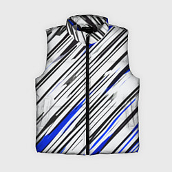 Женский жилет Диагональные чёрно-синие полосы на белом фоне