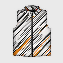 Женский жилет Диагональные чёрно-жёлтые полосы на белом фоне