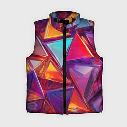 Женский жилет Разноцветные треугольники 2, цвет: 3D-черный