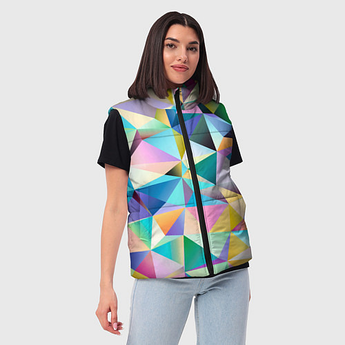 Женский жилет Полигональная текстура / 3D-Красный – фото 3