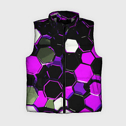 Женский жилет Розово-белые шестиугольники на чёрном фоне