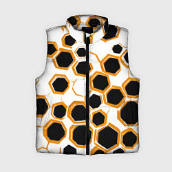 Женский жилет Чёрно-жёлтые шестиугольники на белом фоне